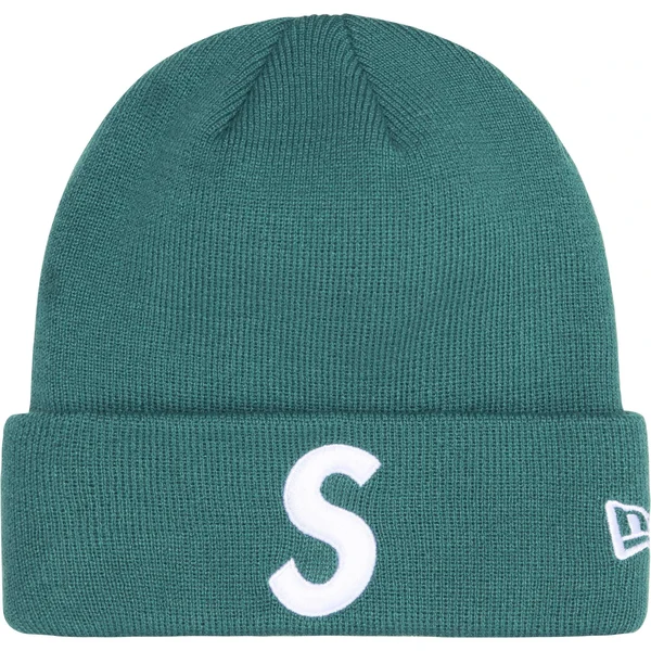 Supreme New Era S Logo Beanie - Pine (front)
