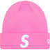 Supreme New Era S Logo Beanie - Pink (front)