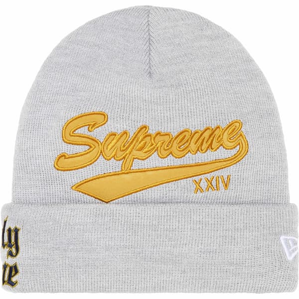 Supreme New Era Salvation Beanie - Heather Grey (front)