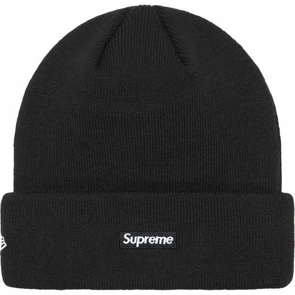 Supreme New Era Script Beanie - Black (front)