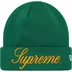 Supreme New Era Script Beanie - Green (front)