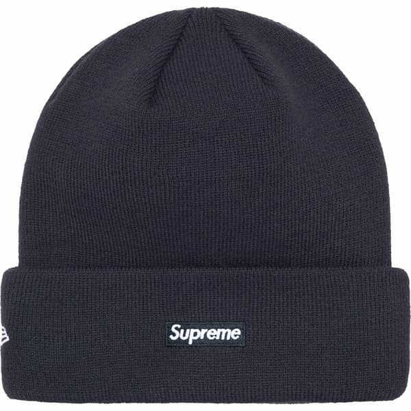 Supreme New Era Script Beanie - Navy (front)