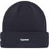 Supreme New Era Script Beanie - Navy (front)