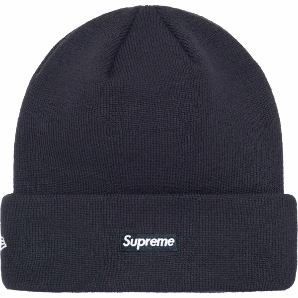 Supreme New Era Script Beanie - Navy (front)
