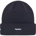 Supreme New Era Script Beanie - Navy (front)