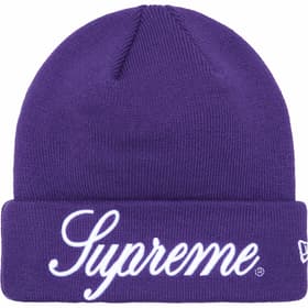 Supreme New Era Script Beanie Purple