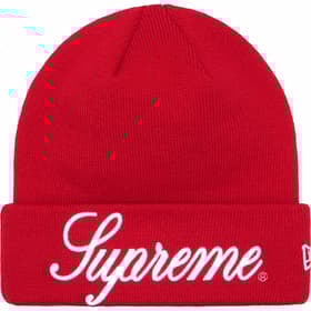 Supreme New Era Script Beanie Red