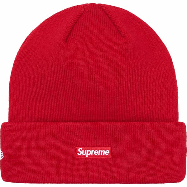 Supreme New Era Script Beanie - Red (front)