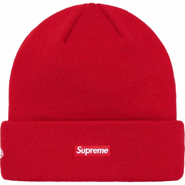 Supreme New Era Script Beanie - Red (front)