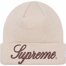 Supreme New Era Script Beanie Stone