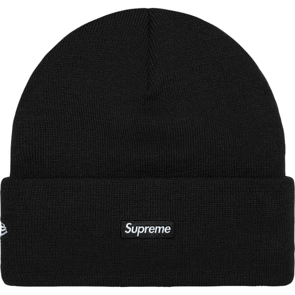 Supreme New Era Tribal S Logo Beanie - Black (front)