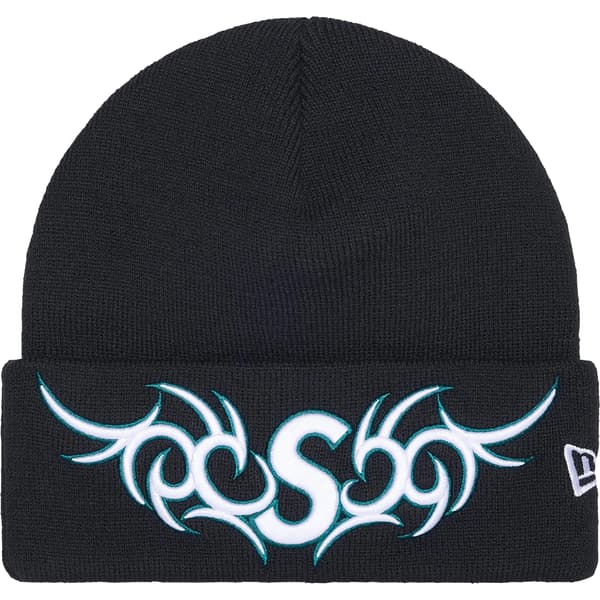 Supreme New Era Tribal S Logo Beanie - Navy (front)