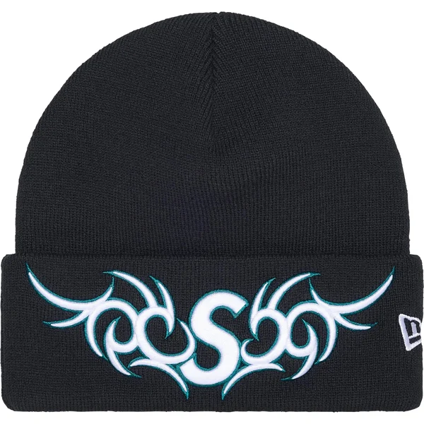 Supreme New Era Tribal S Logo Beanie - Navy (front)