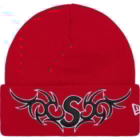 Supreme New Era Tribal S Logo Beanie Red