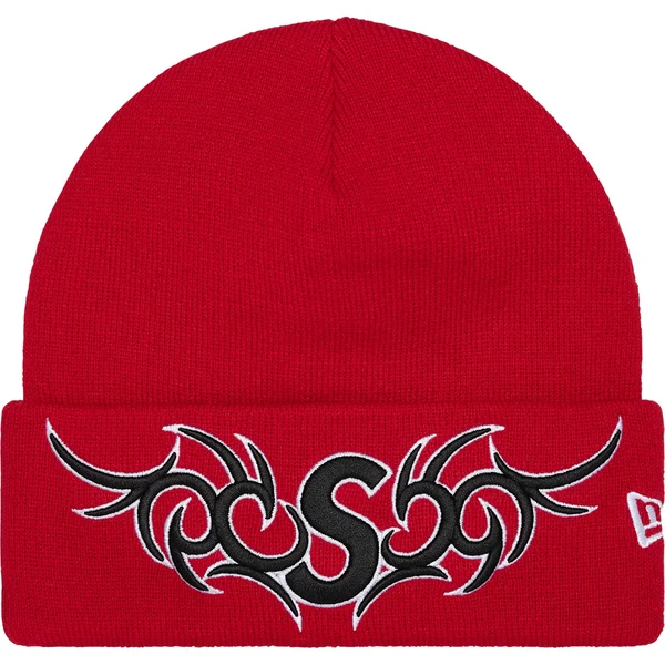 Supreme New Era Tribal S Logo Beanie - Red (front)