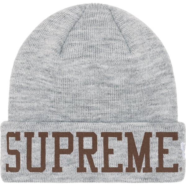 Supreme New Era Varsity Beanie - Heather Grey (front)
