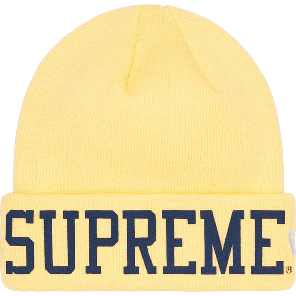 Supreme New Era Varsity Beanie - Light Yellow (front)