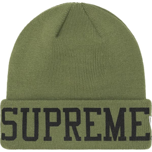 Supreme New Era Varsity Beanie - Olive (front)