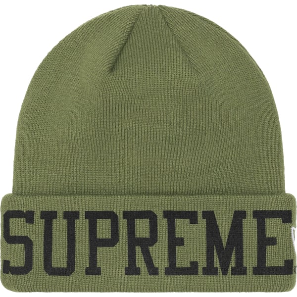 Supreme New Era Varsity Beanie - Olive (front)