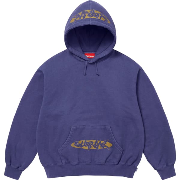Supreme New World Order Hooded Sweatshirt - Washed Navy (front)