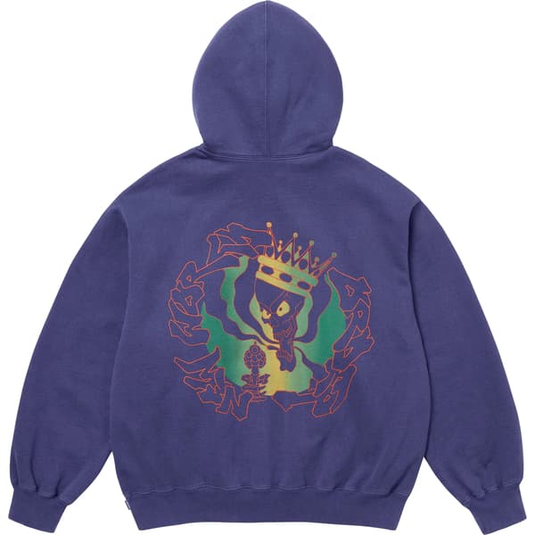 Supreme New World Order Hooded Sweatshirt - Washed Navy (front)