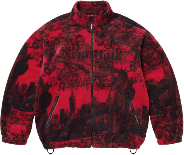 Supreme New York Fleece Jacket - Red (front)