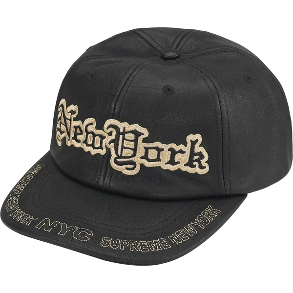 Supreme New York Leather 6-Panel - Black (front)