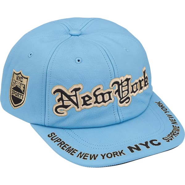 Supreme New York Leather 6-Panel - Light Blue (front)