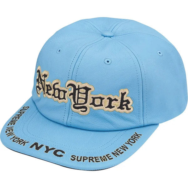 Supreme New York Leather 6-Panel - Light Blue (front)