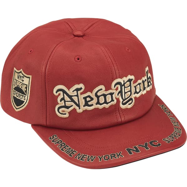Supreme New York Leather 6-Panel - Red (front)