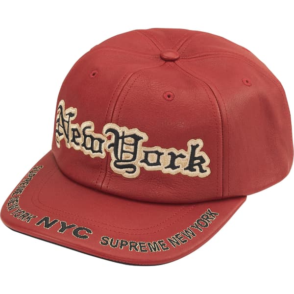 Supreme New York Leather 6-Panel - Red (front)