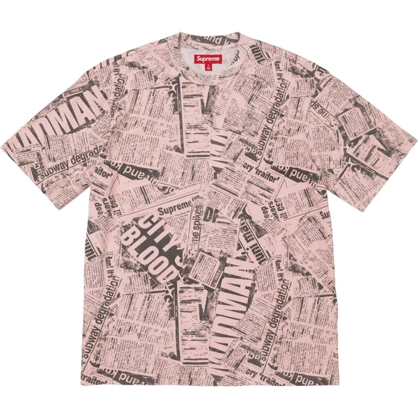 Supreme Newspaper S/S Top - Pink (front)