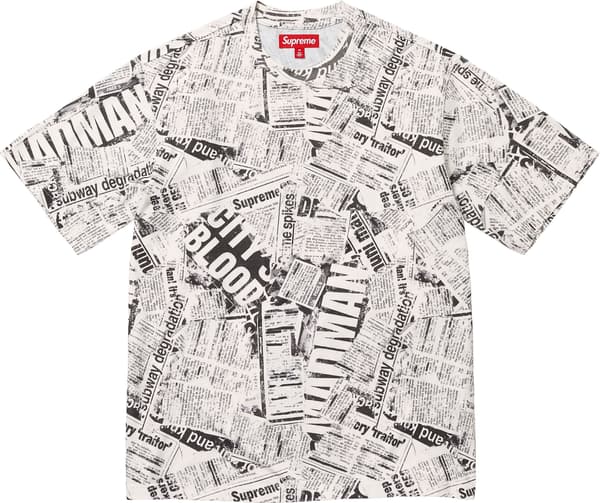 Supreme Newspaper S/S Top - White (front)
