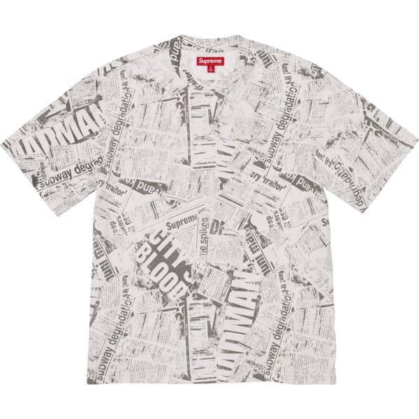 Supreme Newspaper S/S Top - White (front)