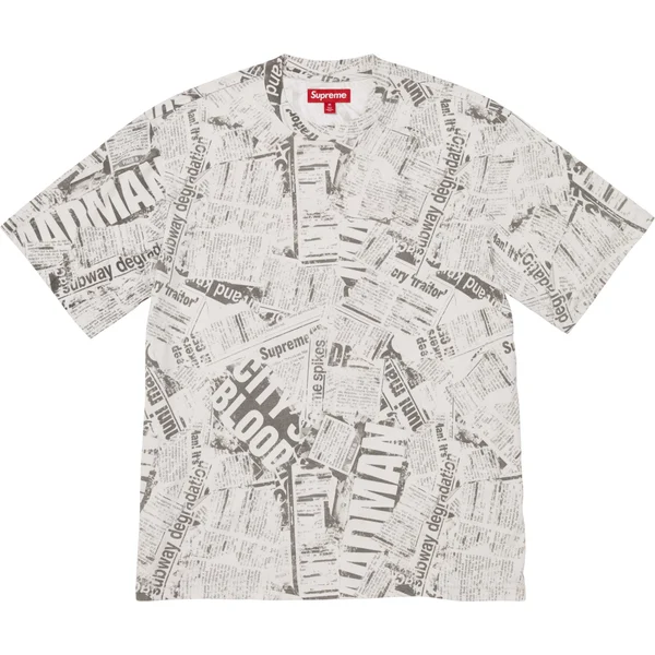 Supreme Newspaper S/S Top - White (front)