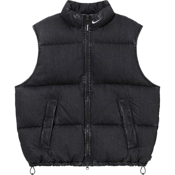 Supreme Nike Denim Puffer Vest - Black (front)