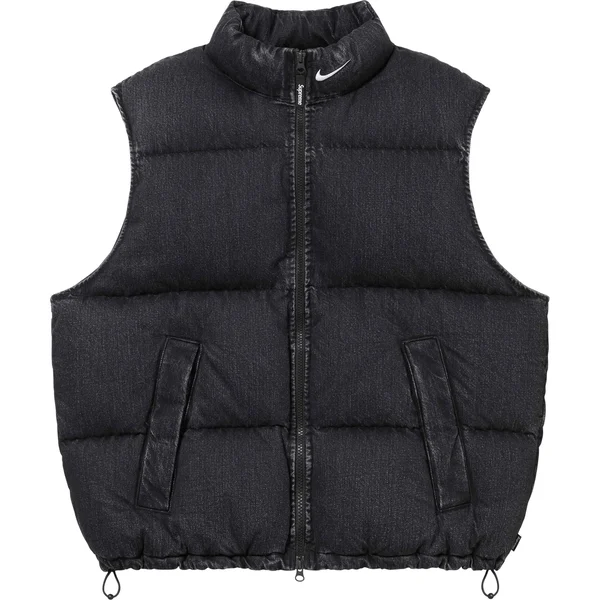 Supreme Nike Denim Puffer Vest - Black (front)