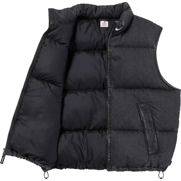 Supreme Nike Denim Puffer Vest - Black (front)