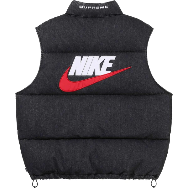 Supreme Nike Denim Puffer Vest - Black (front)
