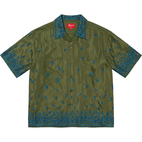 Supreme Nouveau Embroidered S/S Shirt - Olive (front)