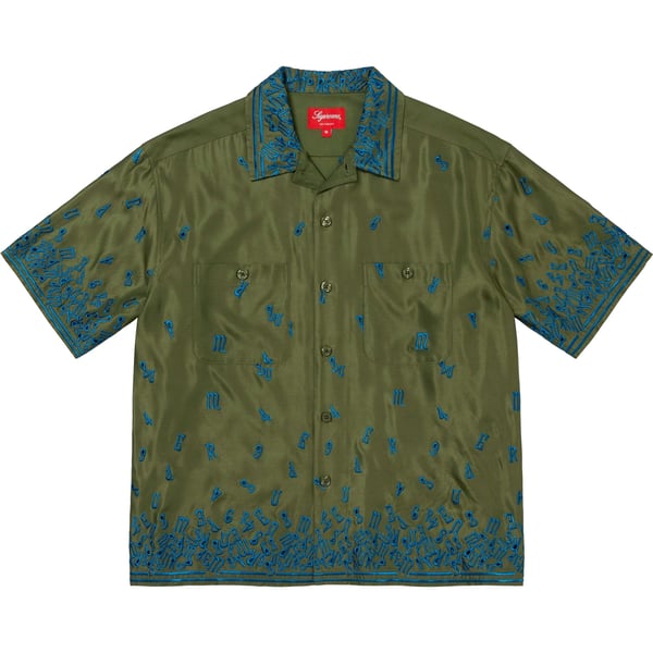 Supreme Nouveau Embroidered S/S Shirt - Olive (front)