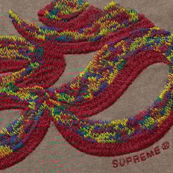 Supreme Ohm Embroidered S/S Top - Pale Olive (front)