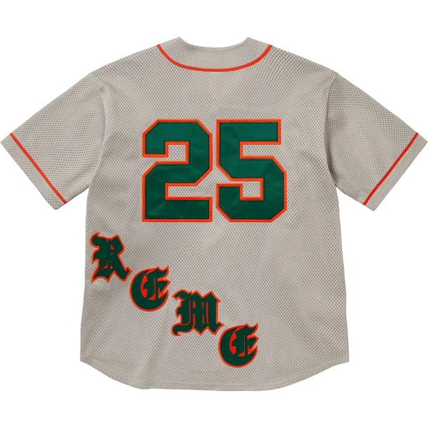 Supreme Old English Baseball Jersey - Grey (front)