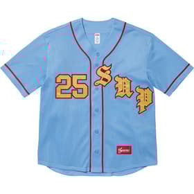 Supreme Old English Baseball Jersey Light Blue