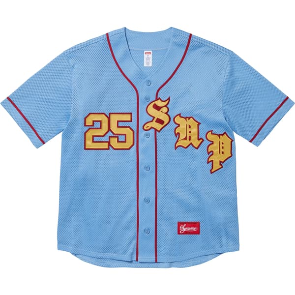Supreme Old English Baseball Jersey - Light Blue (front)