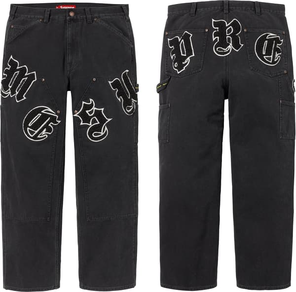 Supreme Old English Canvas Double Knee Painter Pant - Black (front)