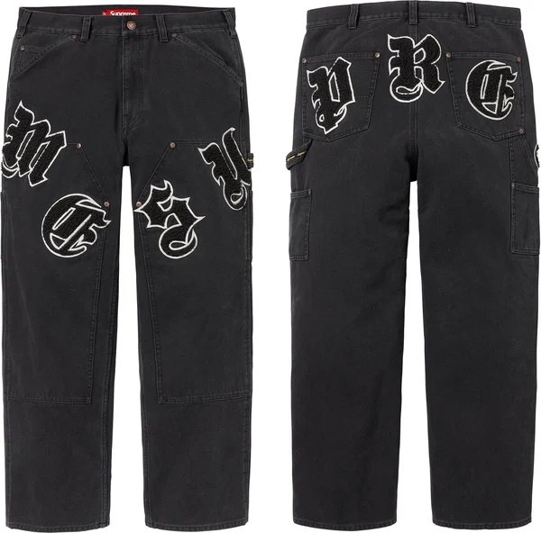 Supreme Old English Canvas Double Knee Painter Pant - Black (front)