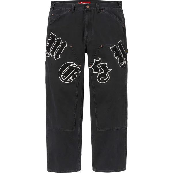 Supreme Old English Canvas Double Knee Painter Pant - Black (front)