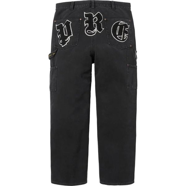 Supreme Old English Canvas Double Knee Painter Pant - Black (front)