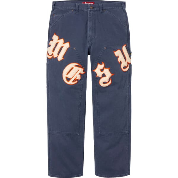 Supreme Old English Canvas Double Knee Painter Pant - Navy (front)